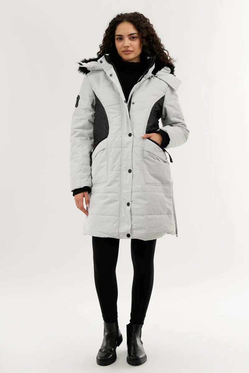 Canada Weather Gear Vegan Leather Insert Parka Jacket - Stone - Image 5