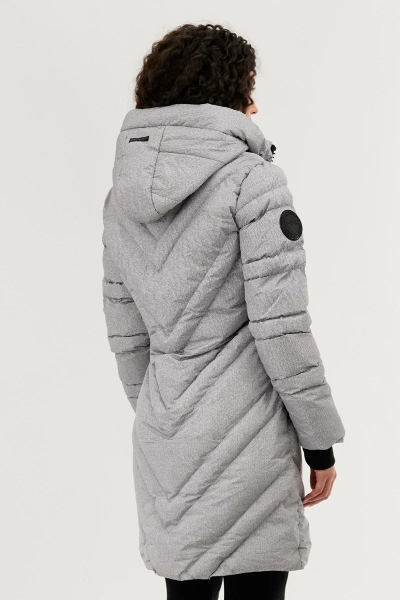 Canada Weather Gear Chevron Quilted Long Parka Jacket - Grey - Image 3