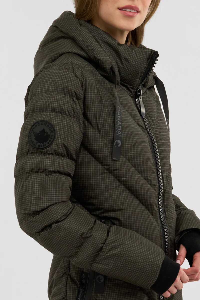 Canada Weather Gear Chevron Quilted Long Parka Jacket - Olive - Image 4