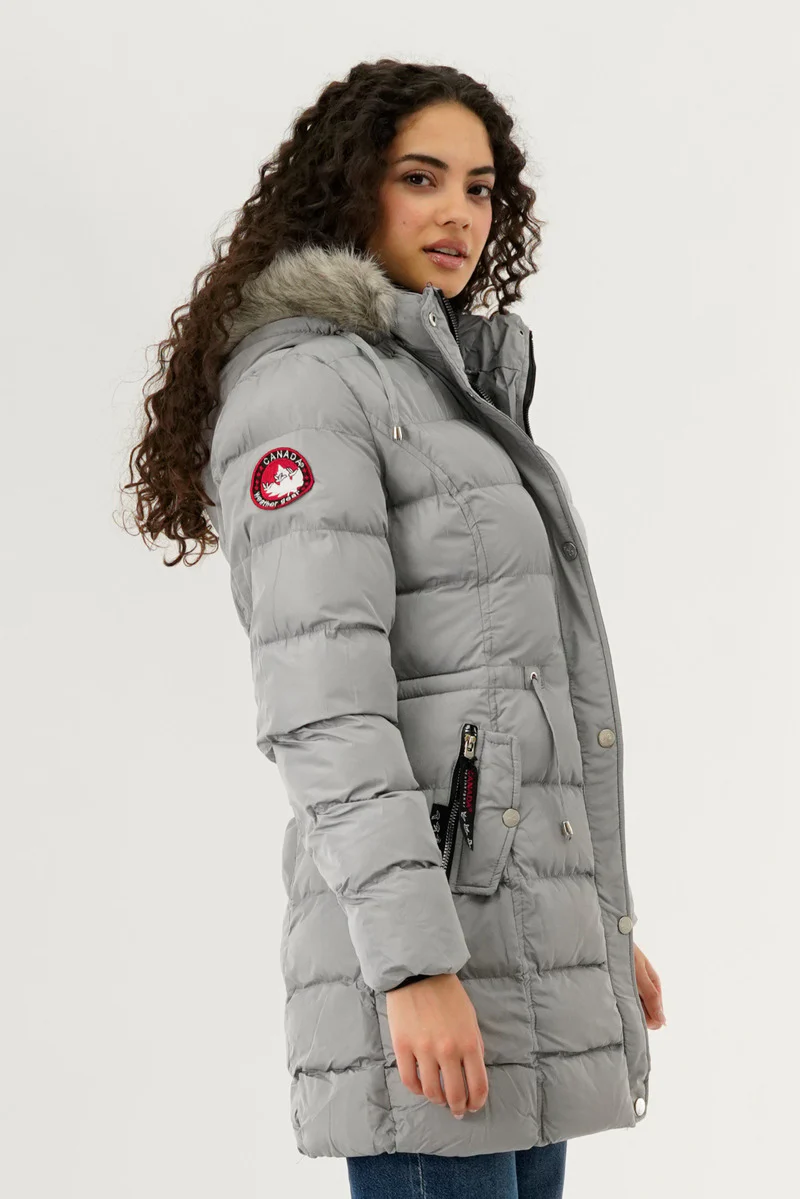 Canada Weather Gear Tie Waist Puffer Parka Jacket - Stone - Image 2