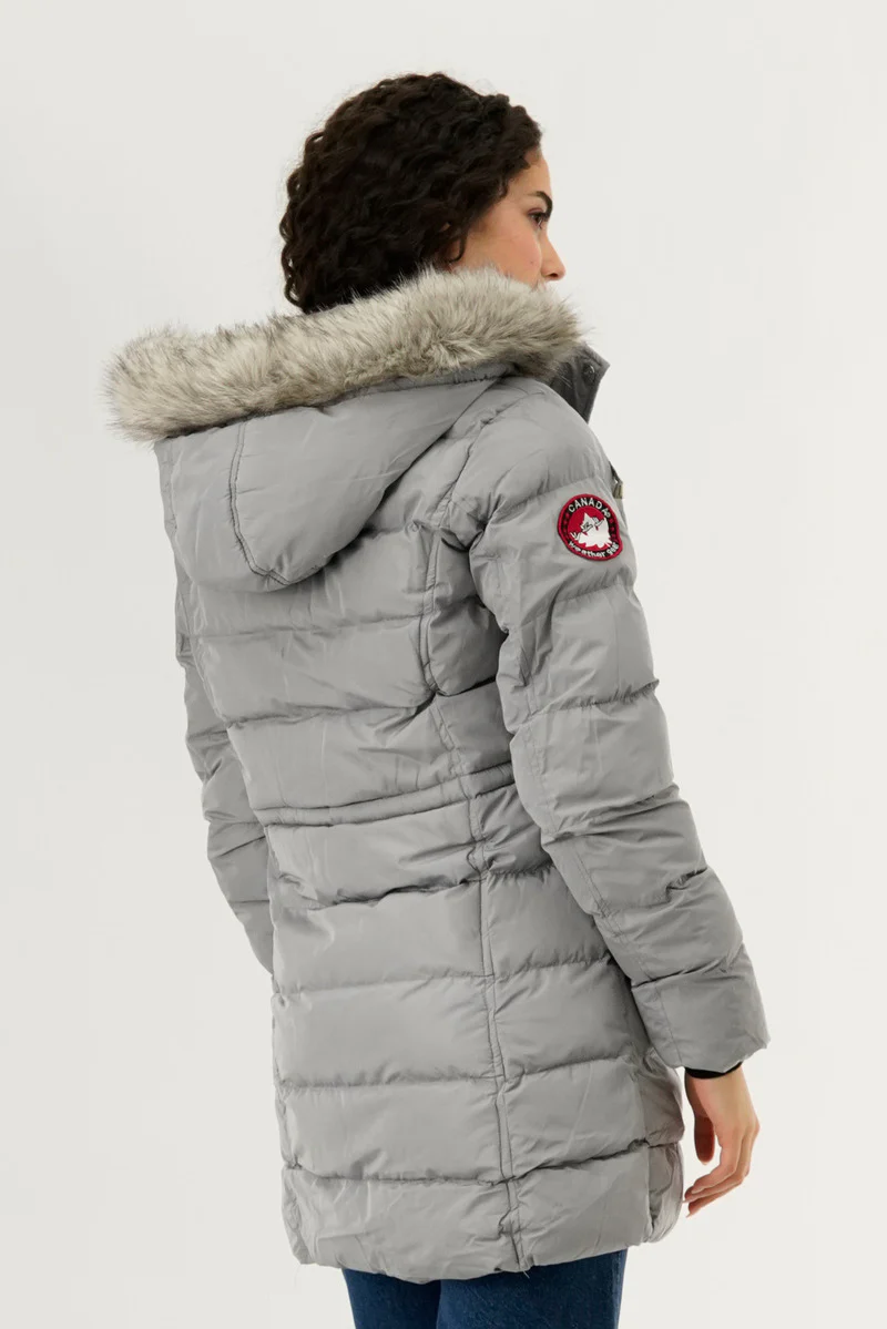 Canada Weather Gear Tie Waist Puffer Parka Jacket - Stone - Image 3