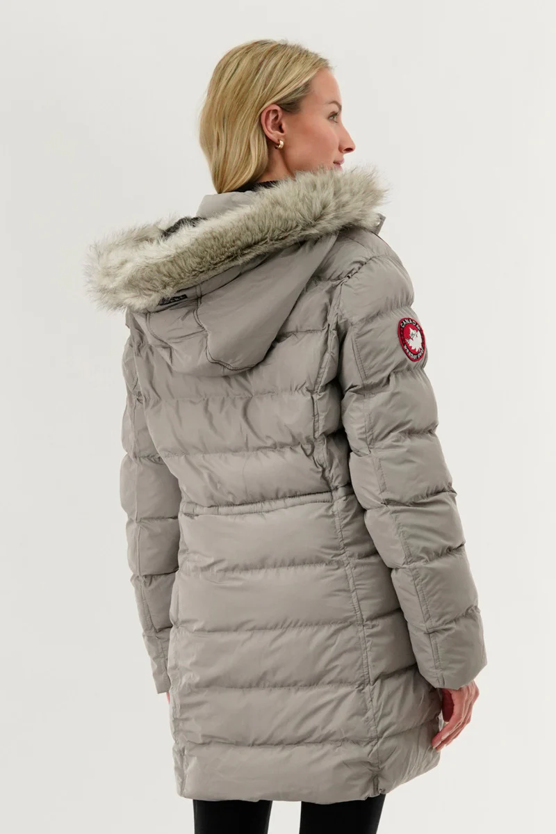 Canada Weather Gear Tie Waist Puffer Parka Jacket - Grey - Image 3