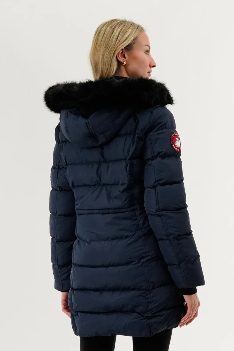 Canada Weather Gear Tie Waist Puffer Parka Jacket - Navy - Image 3