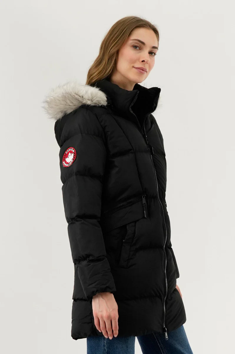 Canada Weather Gear Faux Fur Trim Puffer Parka Jacket - Black - Image 2