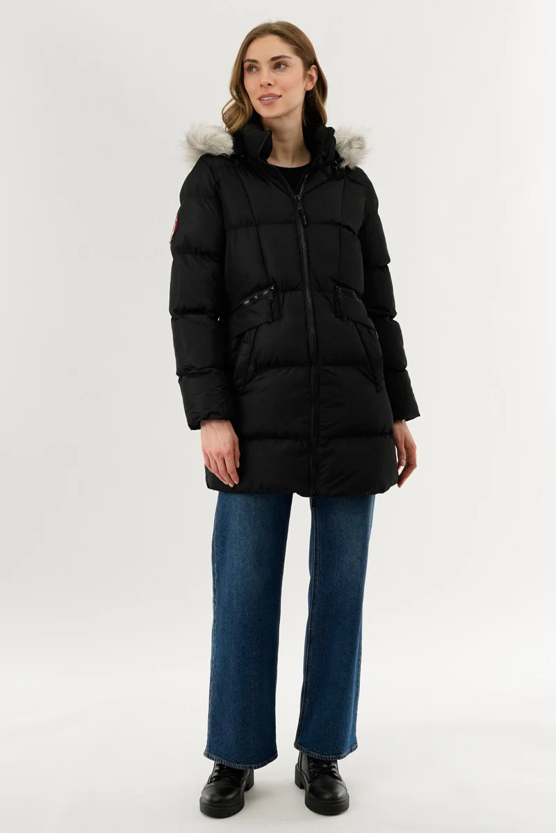 Canada Weather Gear Faux Fur Trim Puffer Parka Jacket - Black - Image 5