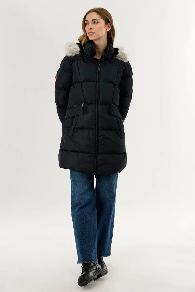 Canada Weather Gear Faux Fur Trim Puffer Parka Jacket - Navy - Image 5