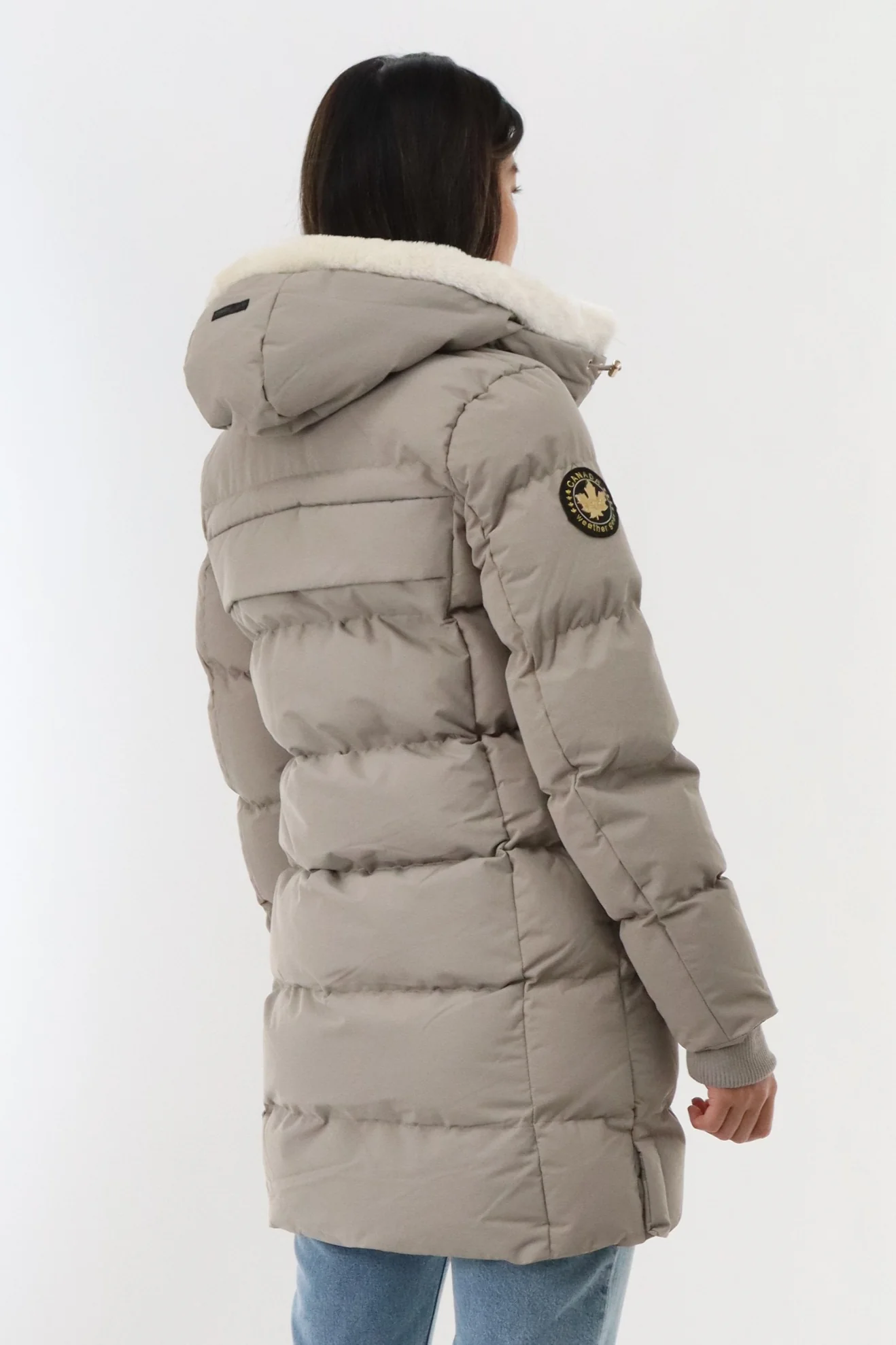 Canada Weather Gear Gold Trim Hip Length Parka Jacket - Stone - Image 3