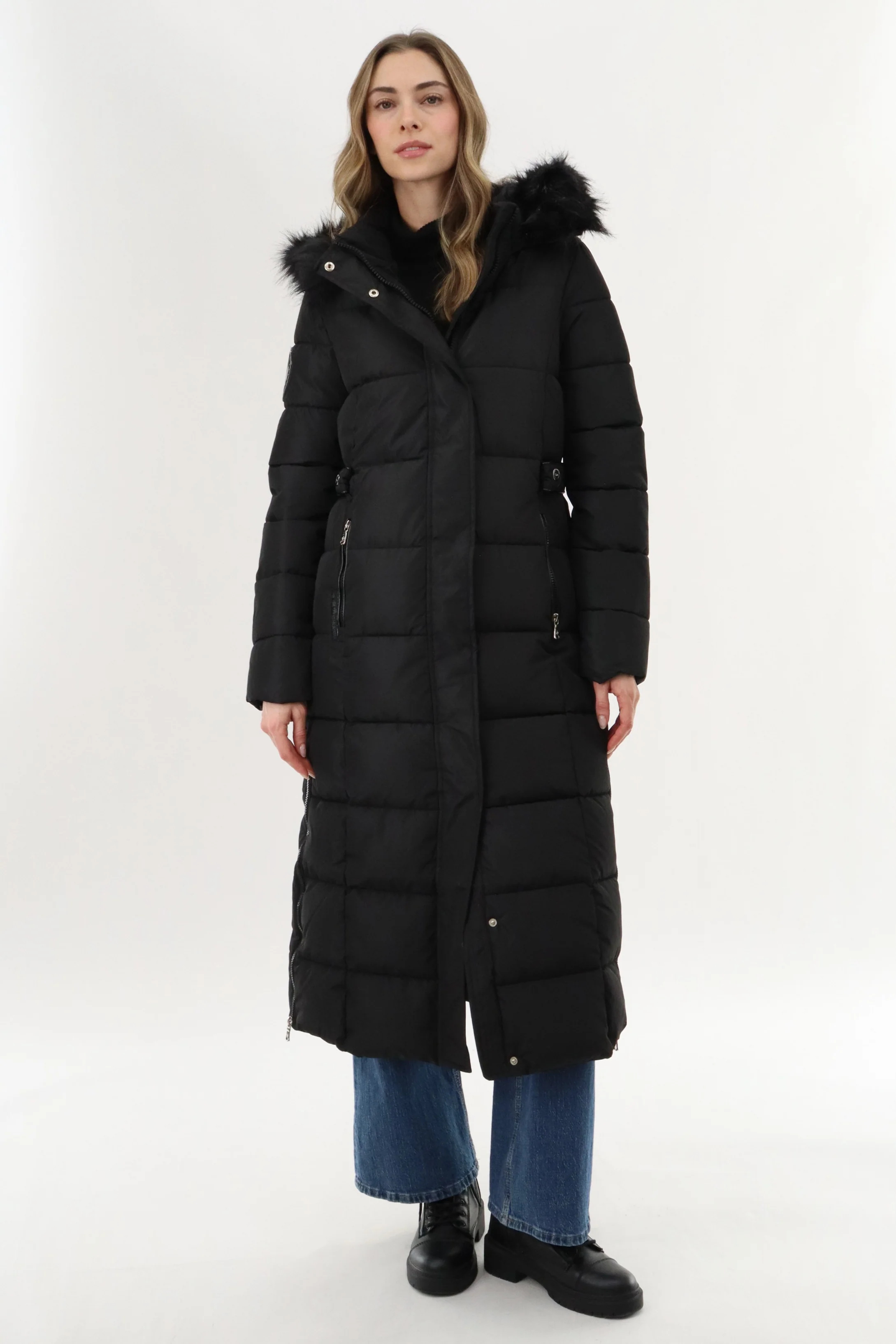 Canada Weather Gear Long Faux Fur Lined Parka Jacket - Black