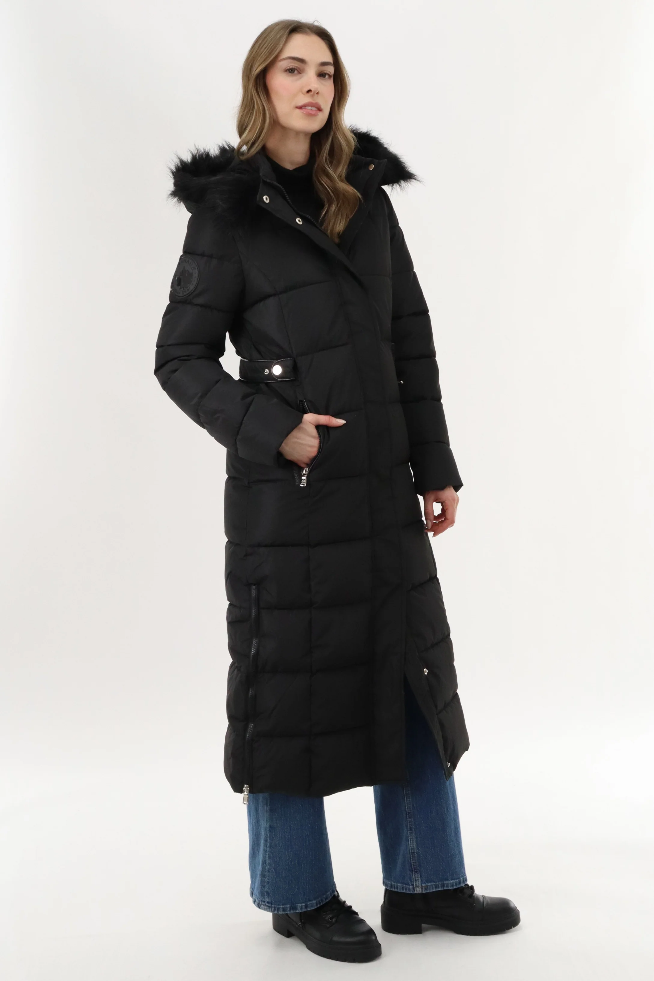 Canada Weather Gear Long Faux Fur Lined Parka Jacket - Black - Image 2