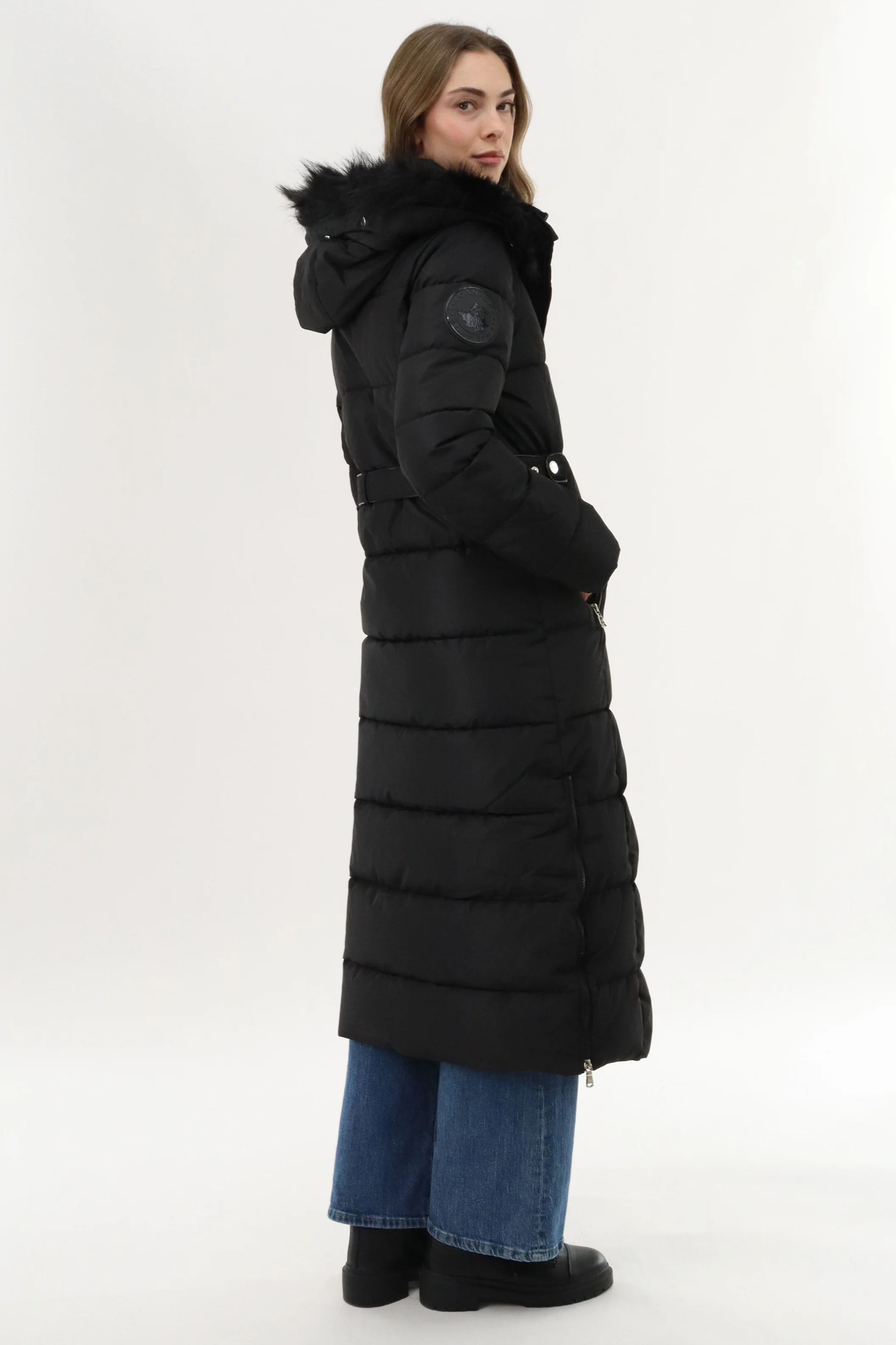 Canada Weather Gear Long Faux Fur Lined Parka Jacket - Black - Image 3