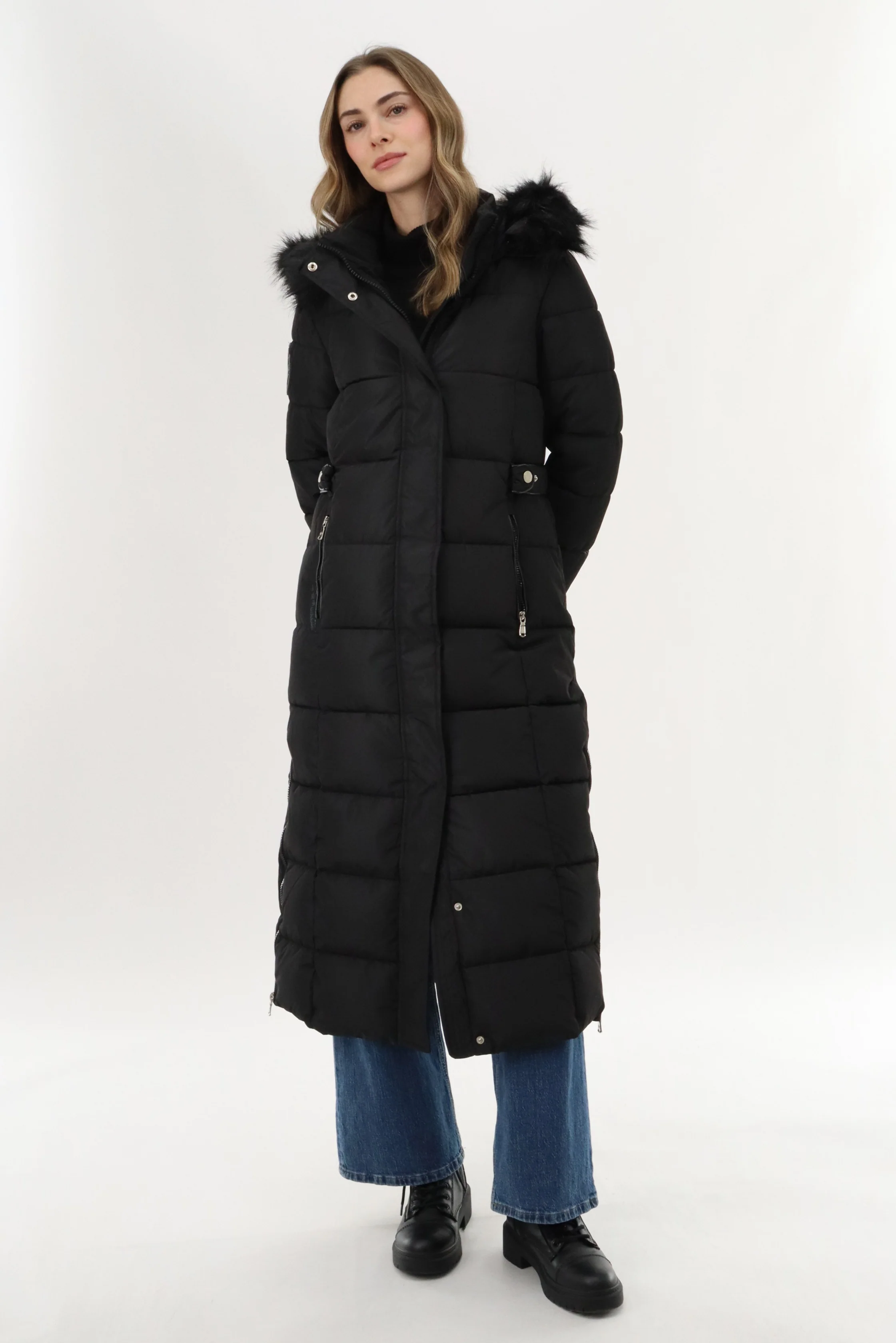 Canada Weather Gear Long Faux Fur Lined Parka Jacket - Black - Image 4