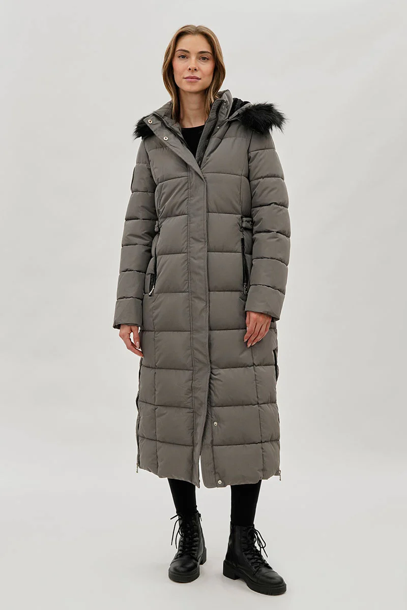 Canada Weather Gear Long Faux Fur Lined Parka Jacket - Grey - Image 5