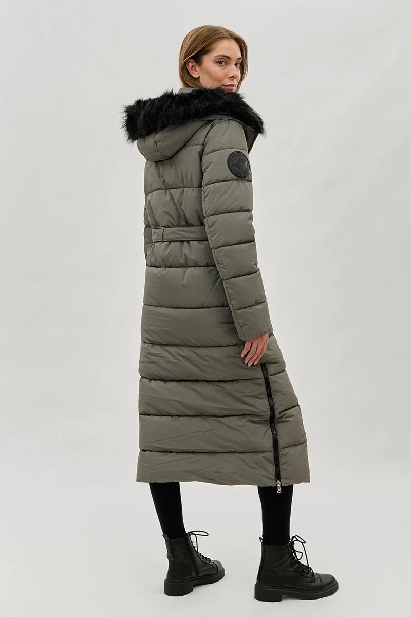 Canada Weather Gear Long Faux Fur Lined Parka Jacket - Olive - Image 3
