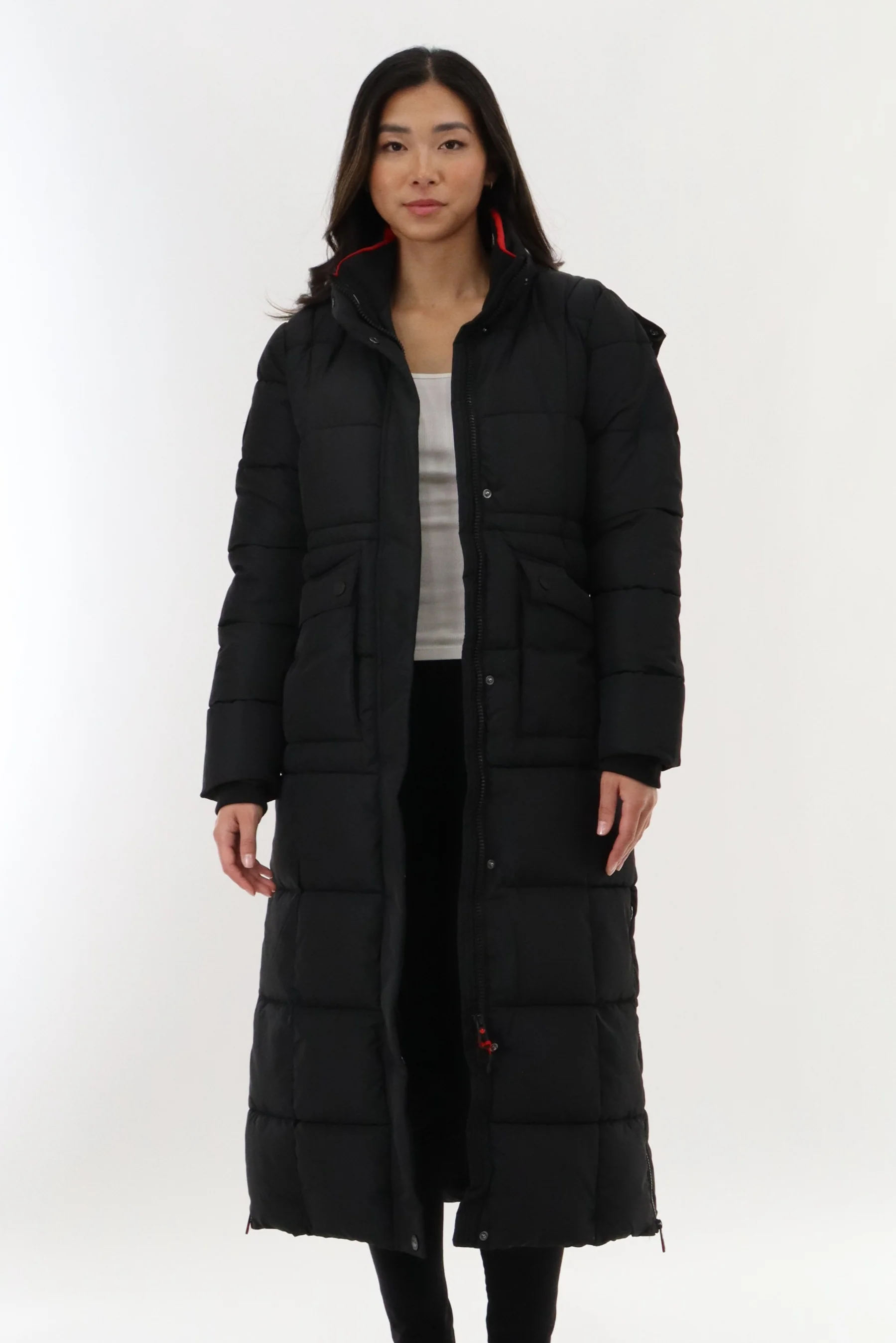 Canada Weather Gear Long Quilted Parka Jacket - Black