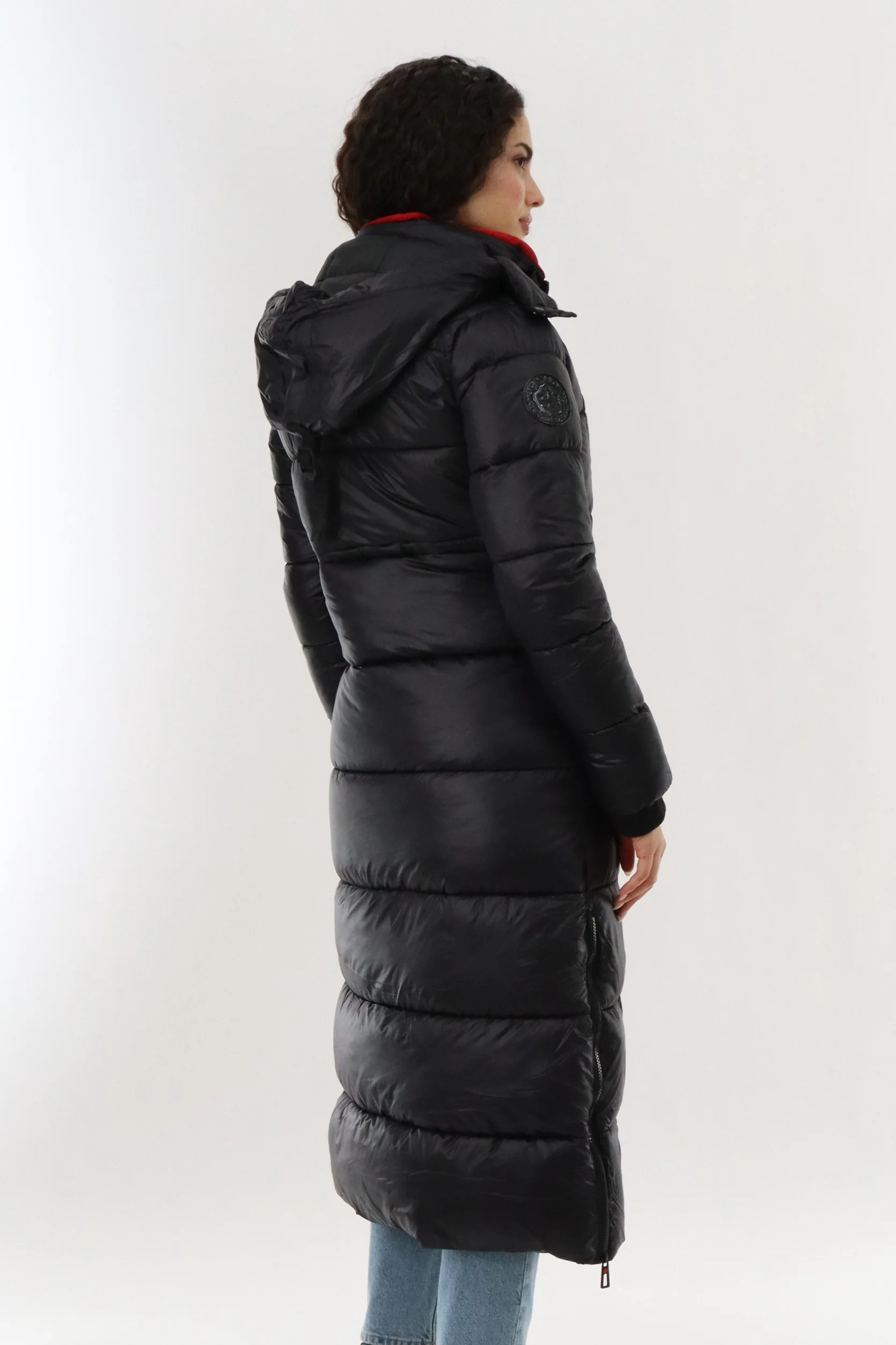 Canada Weather Gear Long Shiny Quilted Parka Jacket - Black - Image 3