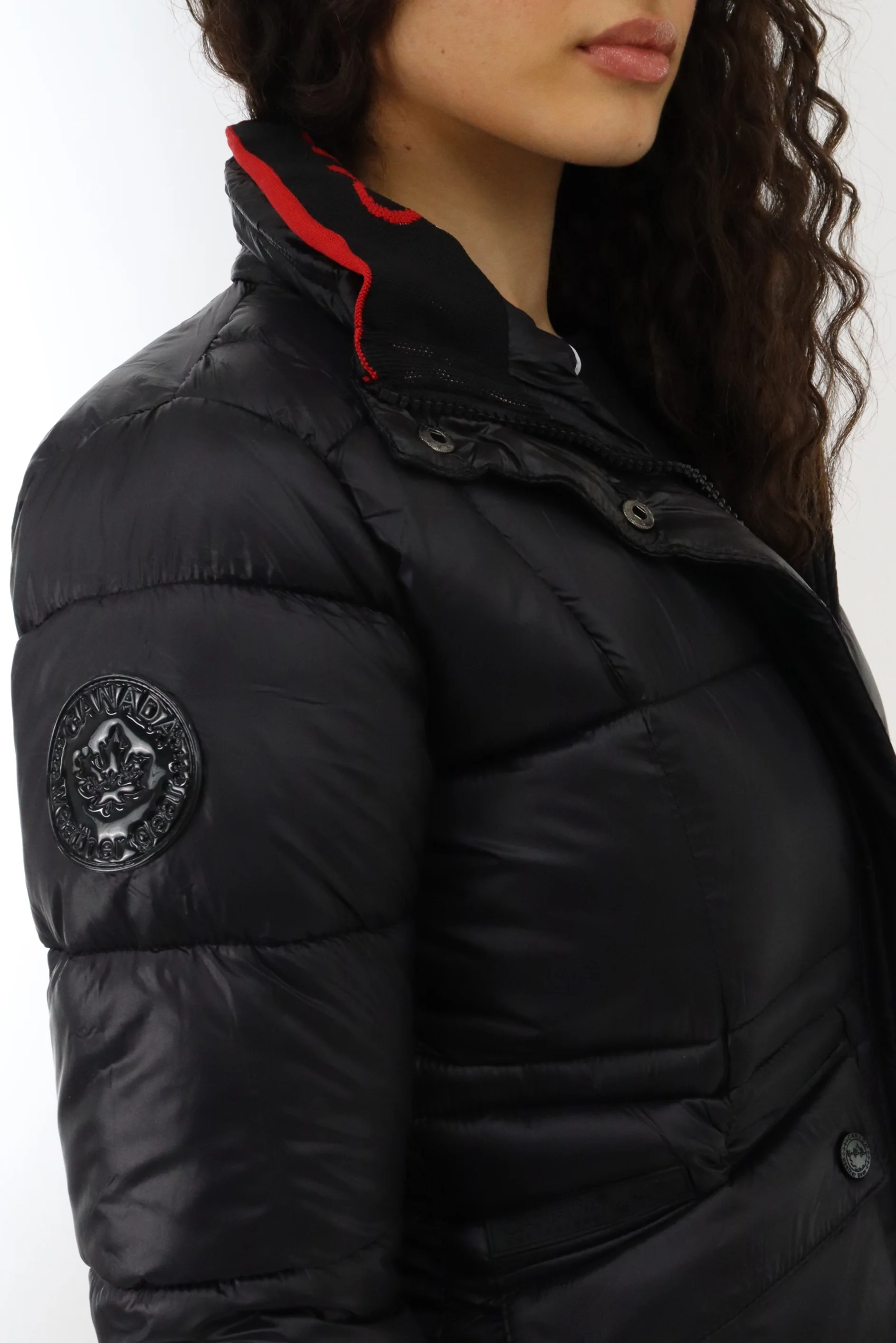 Canada Weather Gear Long Shiny Quilted Parka Jacket - Black - Image 4