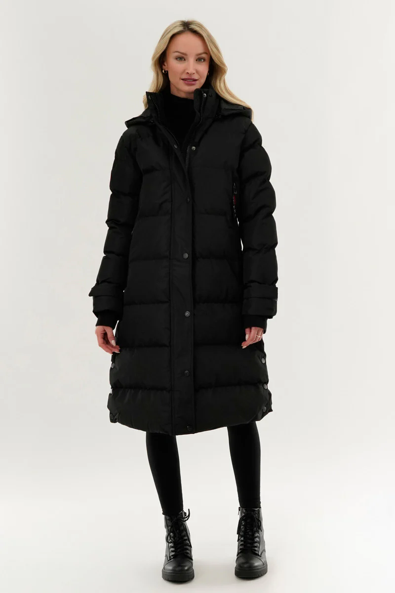 Canada Weather Gear Quilted Maxi Parka Jacket - Black