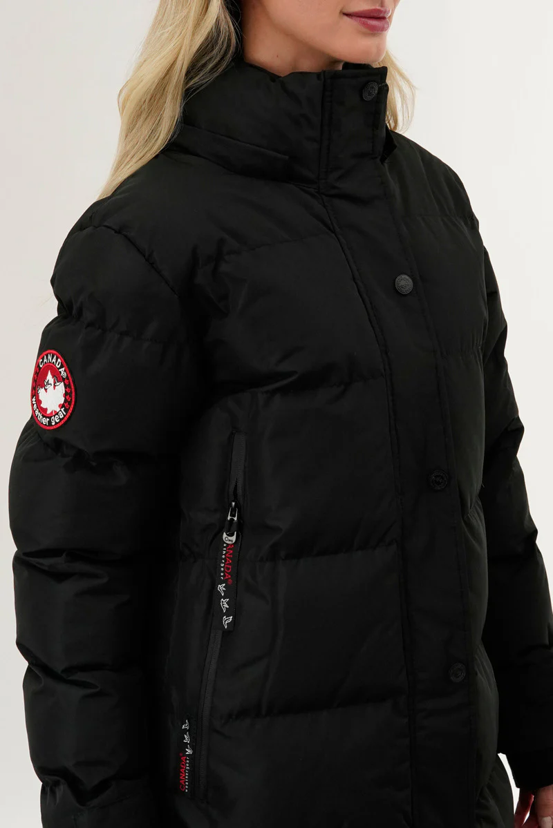 Canada Weather Gear Quilted Maxi Parka Jacket - Black - Image 4