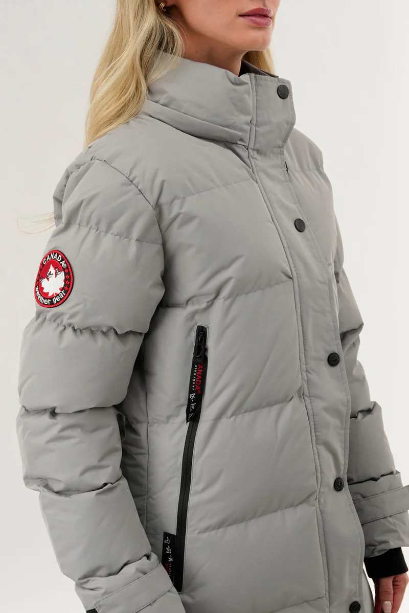 Canada Weather Gear Quilted Maxi Parka Jacket - Grey - Image 4