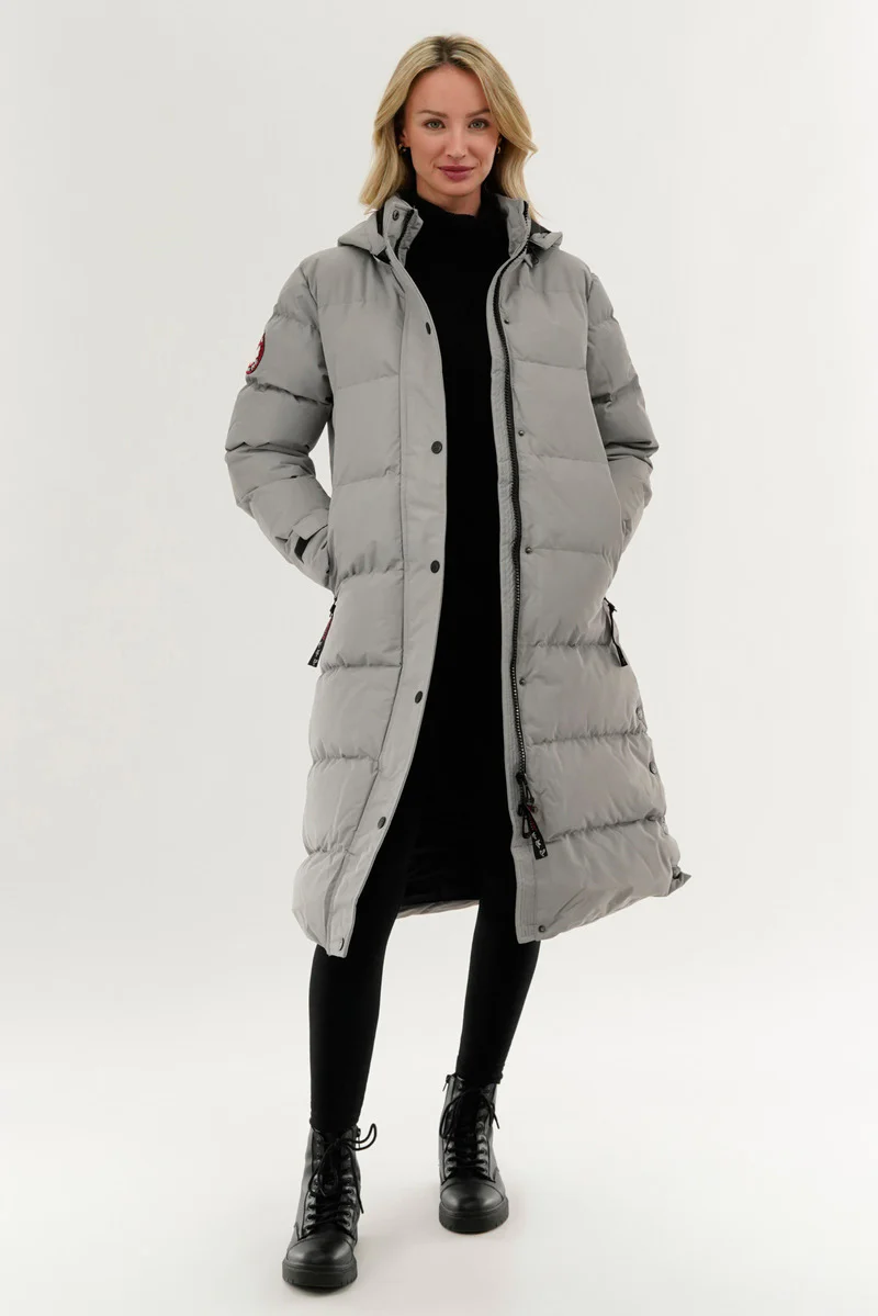 Canada Weather Gear Quilted Maxi Parka Jacket - Grey - Image 5