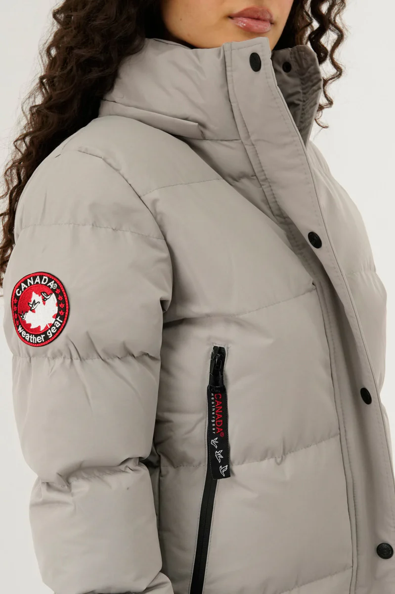 Canada Weather Gear Quilted Maxi Parka Jacket - Stone - Image 4