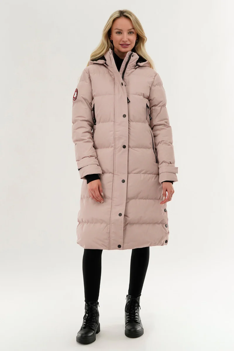 Canada Weather Gear Quilted Maxi Parka Jacket - Pink