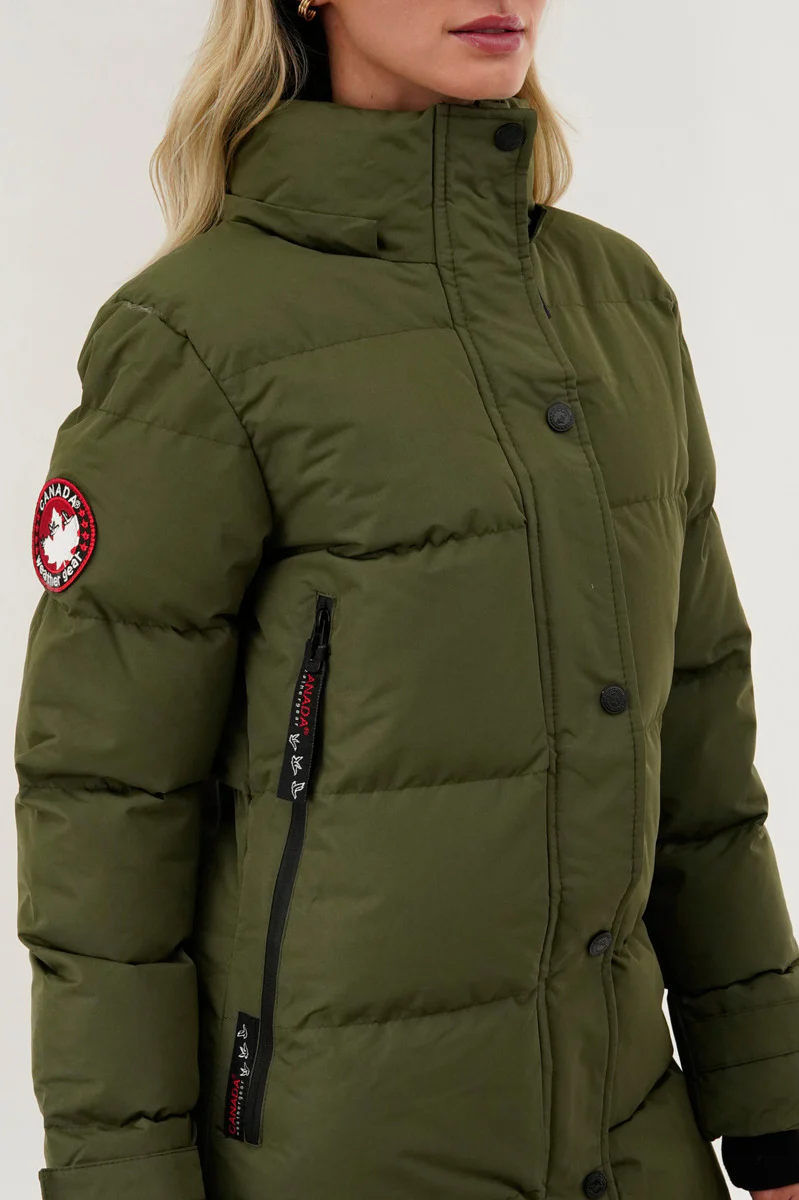 Canada Weather Gear Quilted Maxi Parka Jacket - Olive - Image 4