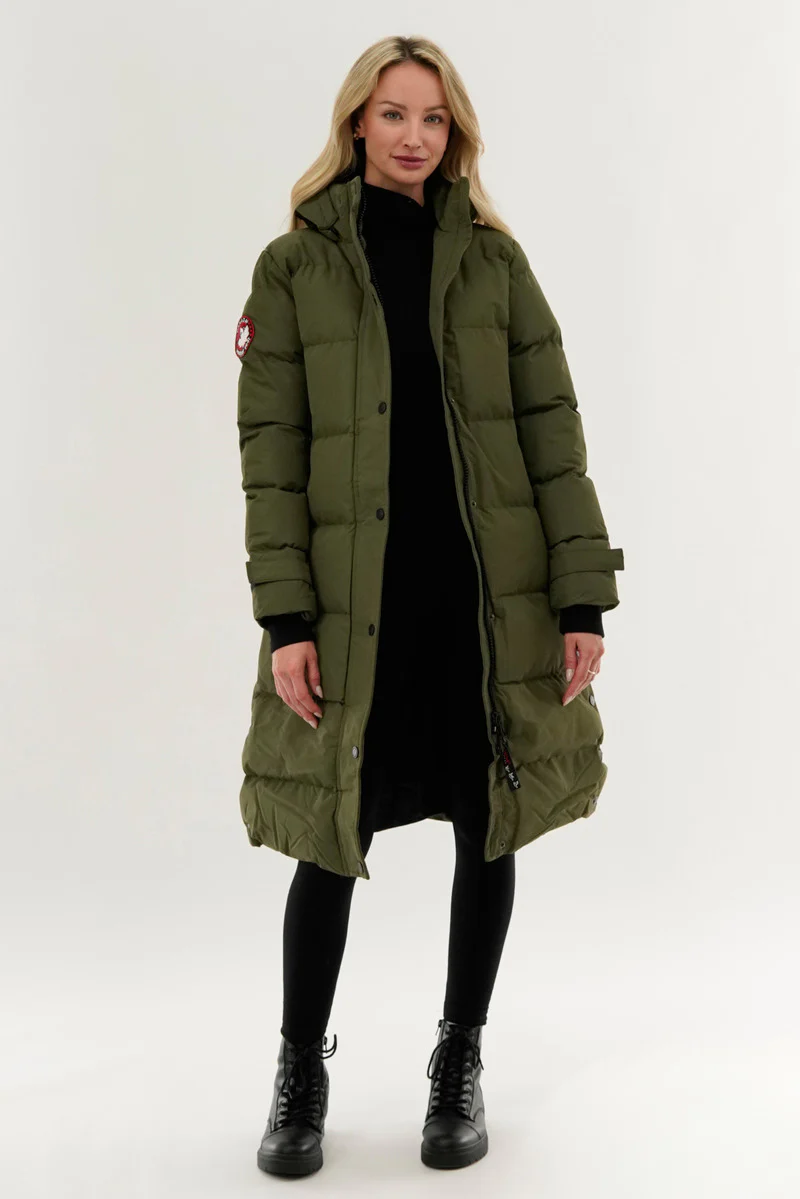 Canada Weather Gear Quilted Maxi Parka Jacket - Olive - Image 5