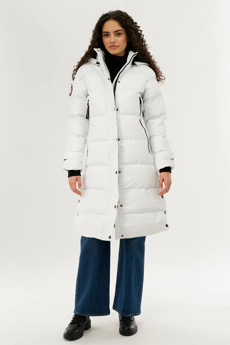 Canada Weather Gear Quilted Maxi Parka Jacket - White