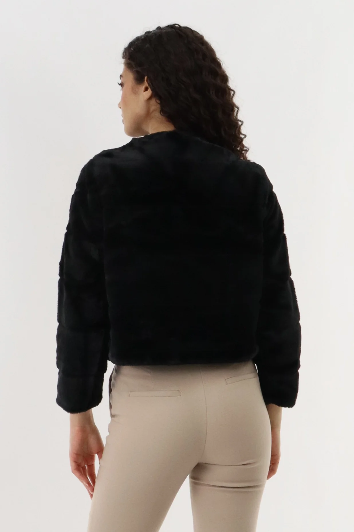 Canada Weather Gear Cropped Faux Fur Lightweight Jacket - Black - Image 3