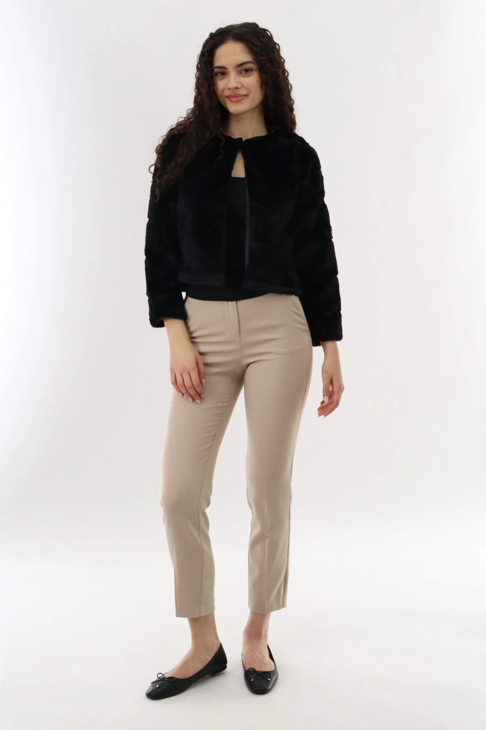 Canada Weather Gear Cropped Faux Fur Lightweight Jacket - Black - Image 5