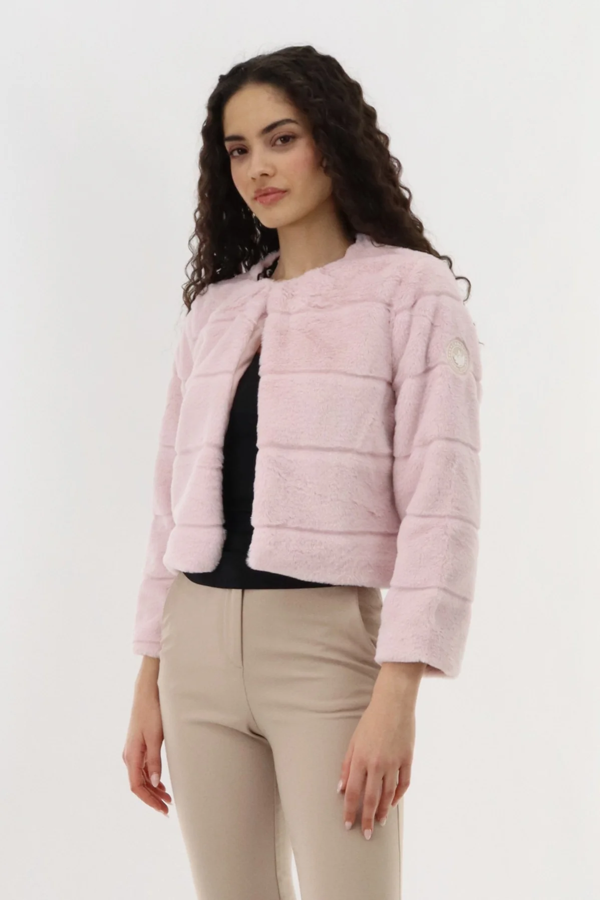 Canada Weather Gear Cropped Faux Fur Lightweight Jacket - Pink - Image 2
