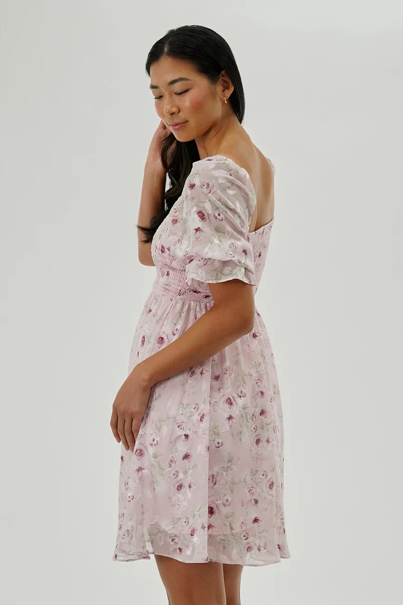 Beechers Brook Floral Smocked Cocktail Dress - Pink - Image 3