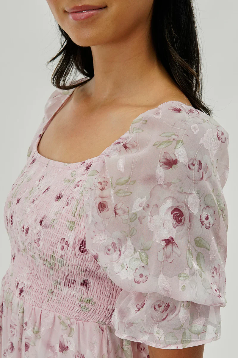 Beechers Brook Floral Smocked Cocktail Dress - Pink - Image 4
