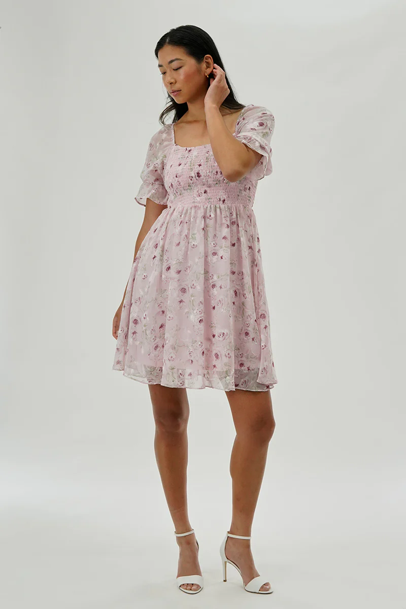 Beechers Brook Floral Smocked Cocktail Dress - Pink - Image 5