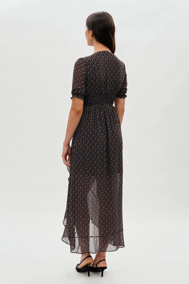 Costa Blanca Smocked Waist Hi-Lo Maxi Dress - Black - Image 3