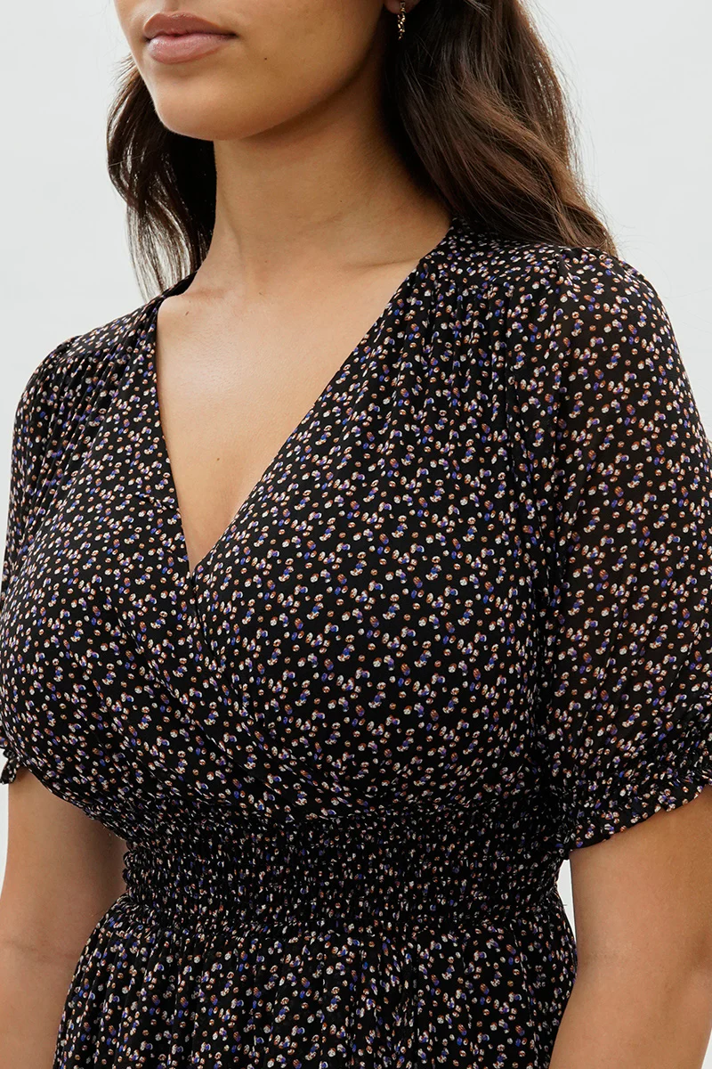 Costa Blanca Smocked Waist Hi-Lo Maxi Dress - Black - Image 4