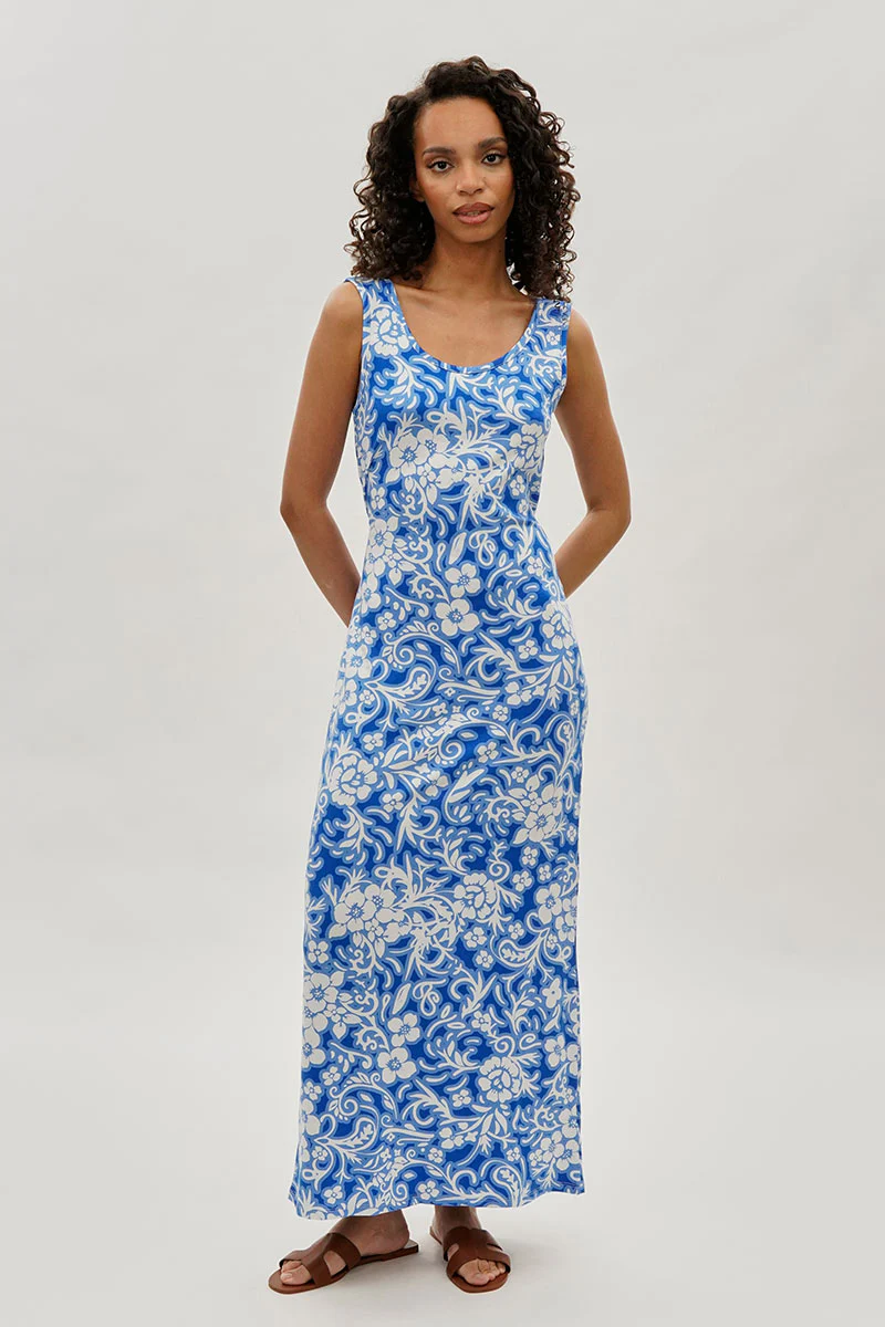 International INC Company Floral Print Maxi Dress - Blue