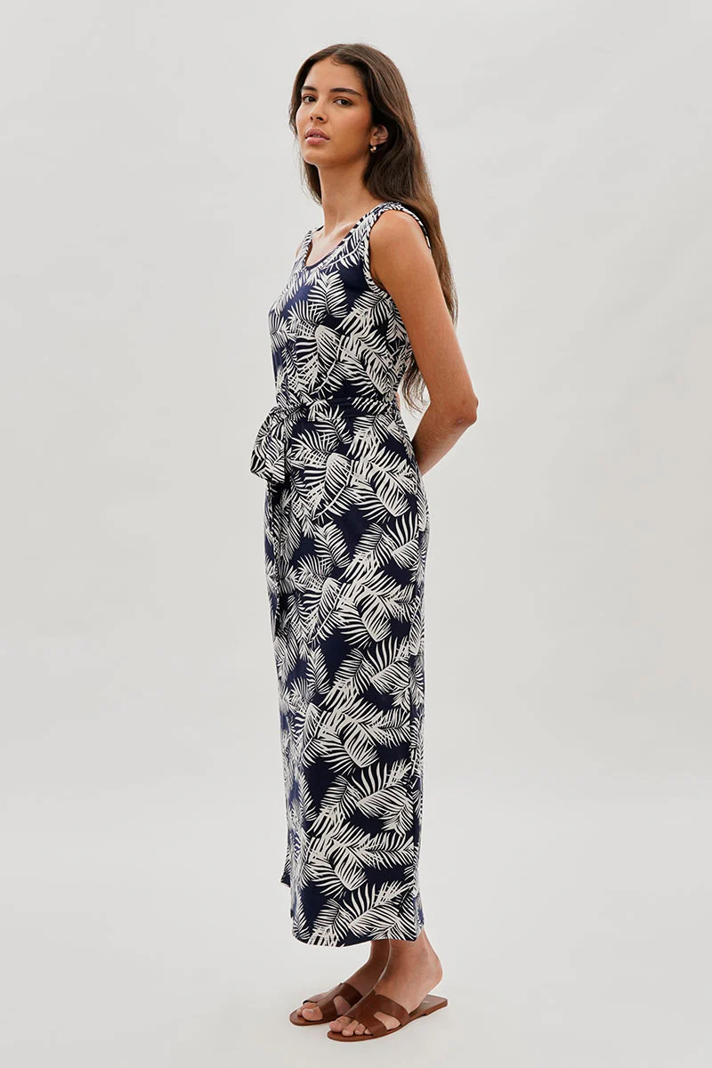 International INC Company Leaf Print Maxi Dress - Navy - Image 2