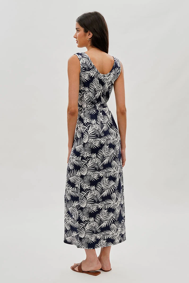 International INC Company Leaf Print Maxi Dress - Navy - Image 3