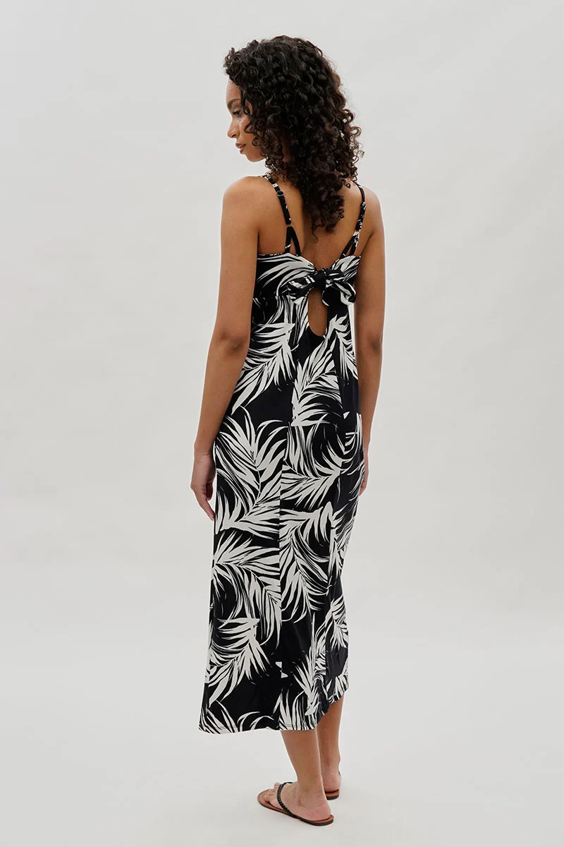 International INC Company Leaf Print Side Slit Maxi Dress - Black - Image 3