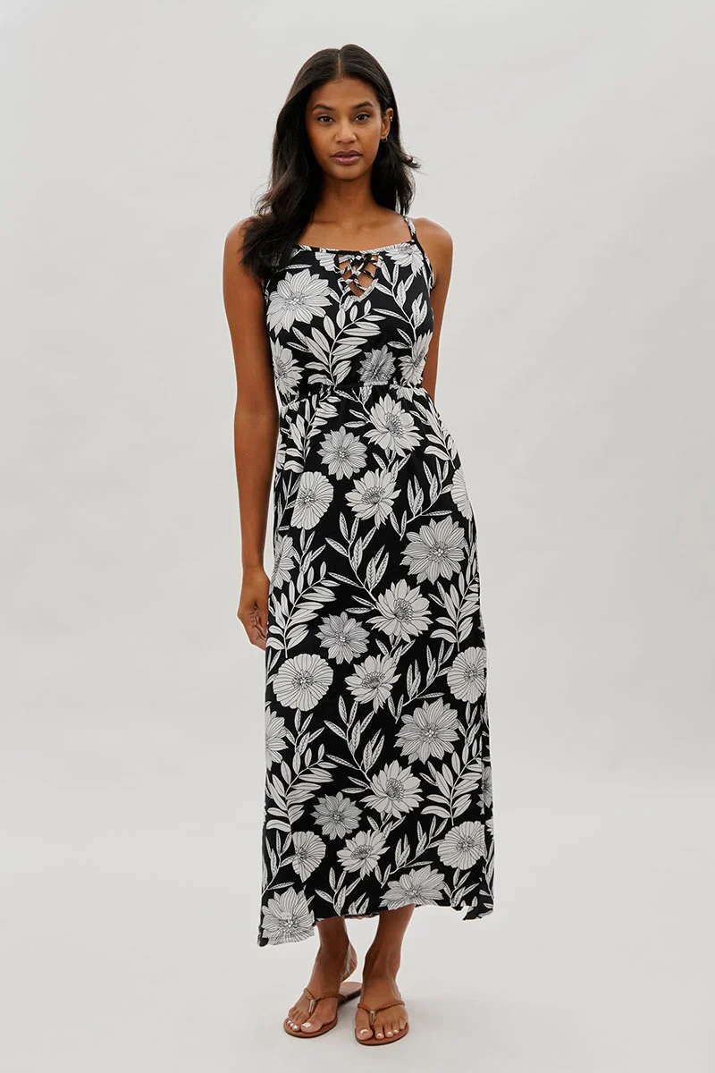 International INC Company Floral Keyhole Maxi Dress - Black - Image 5
