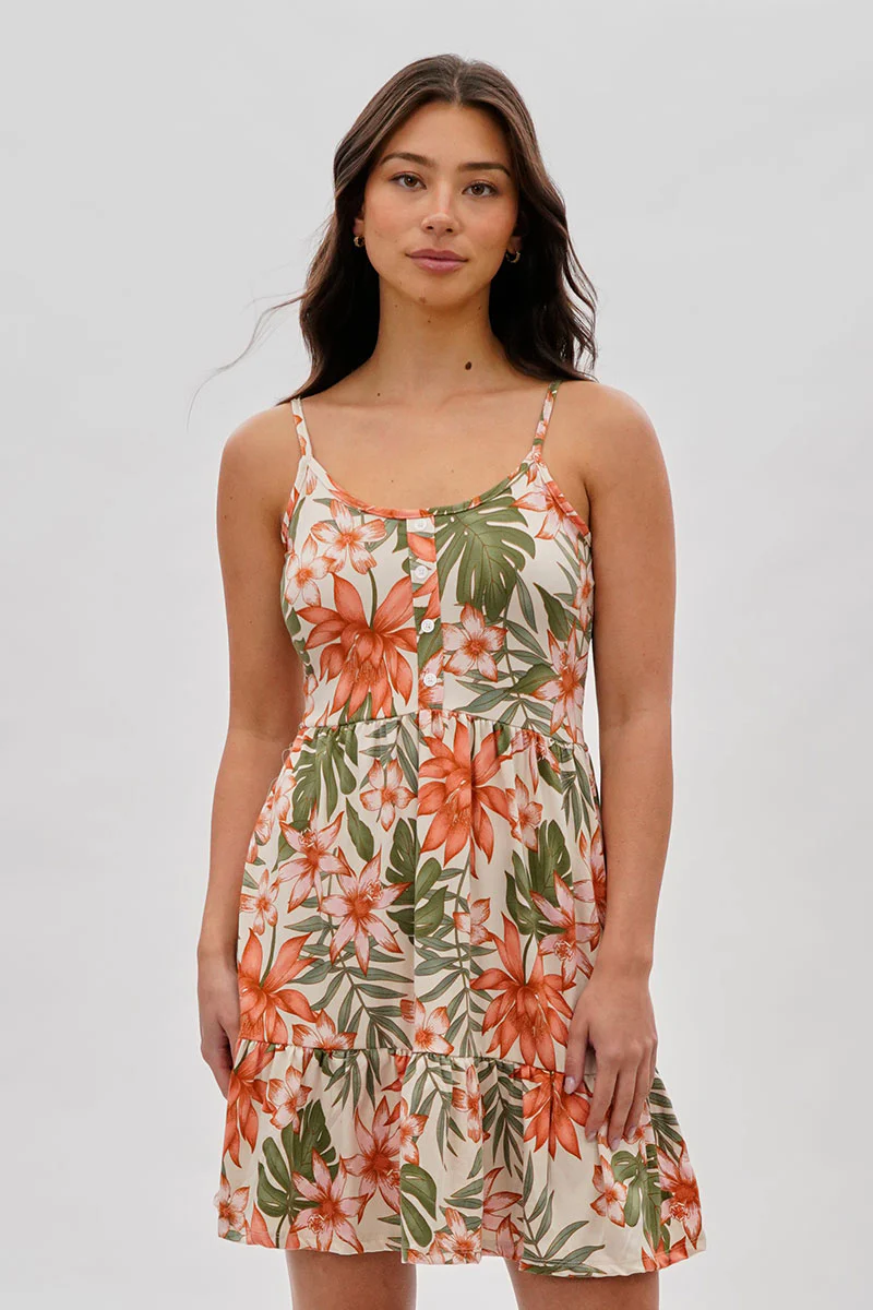 Stylexchange Vintage Floral Tiered Day Dress - Beige