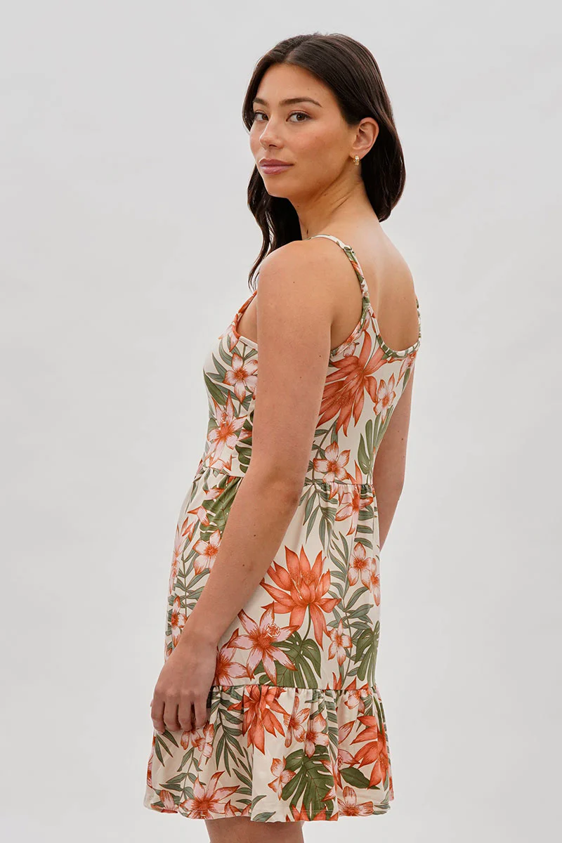 Stylexchange Vintage Floral Tiered Day Dress - Beige - Image 3