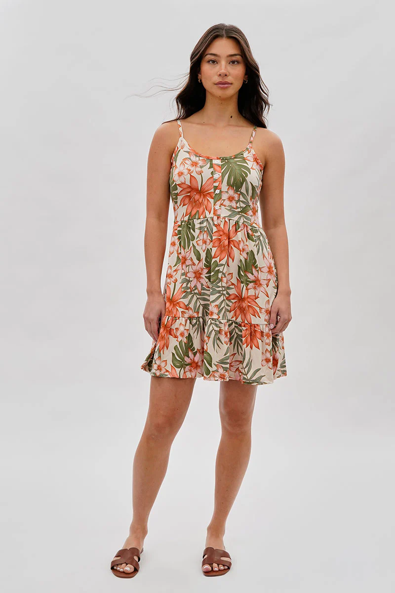 Stylexchange Vintage Floral Tiered Day Dress - Beige - Image 5