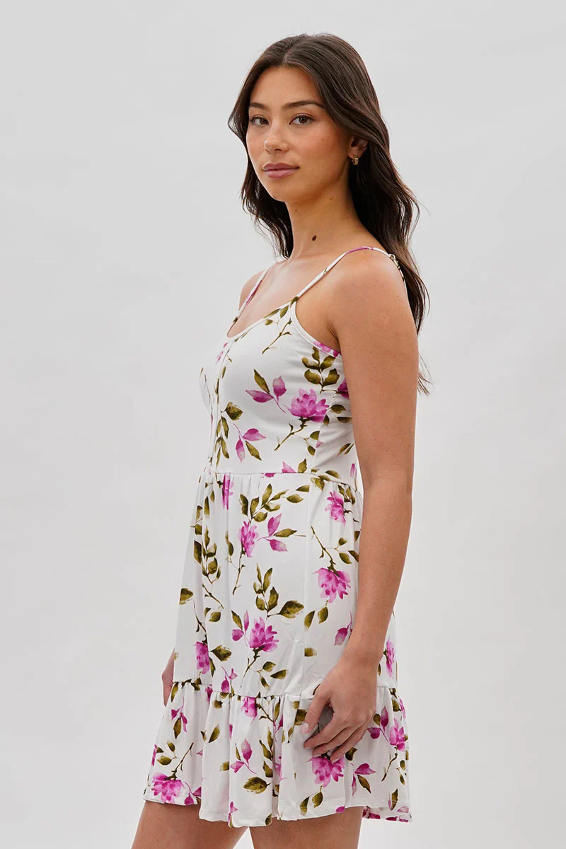 Stylexchange Vintage Floral Henley Day Dress - White - Image 2