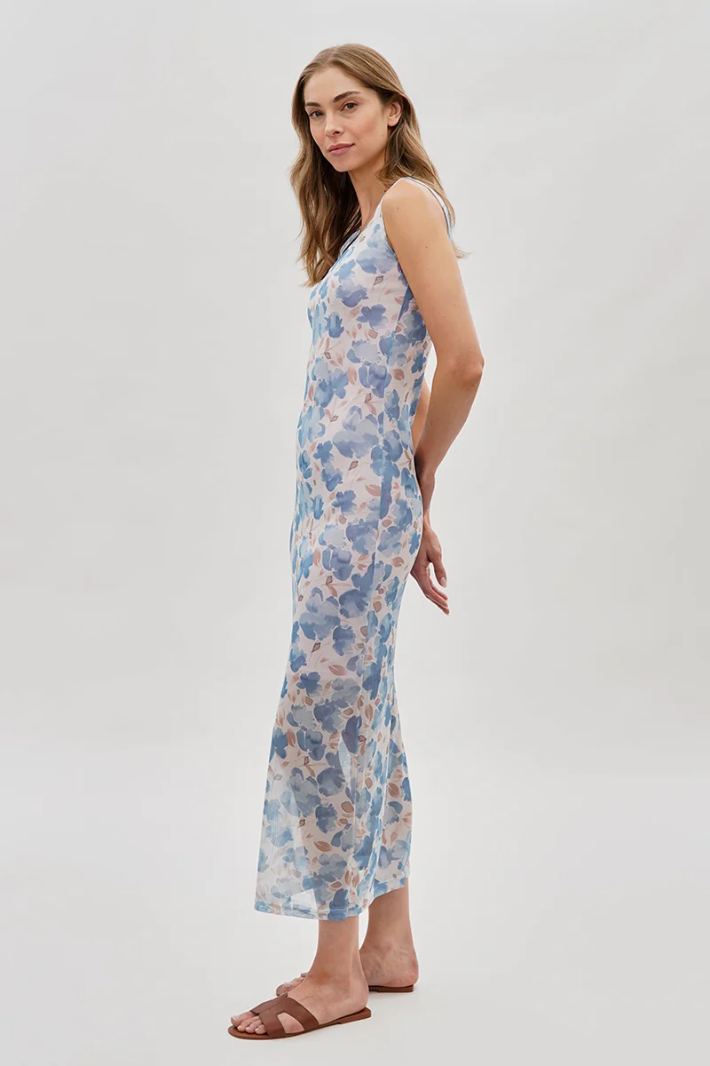 Stylexchange Floral Sheer Lined Maxi Dress - Blue - Image 2