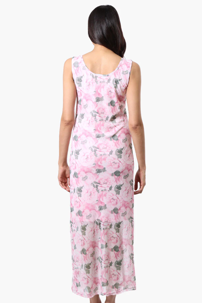 Stylexchange Floral Sheer Maxi Dress - Pink - Image 3
