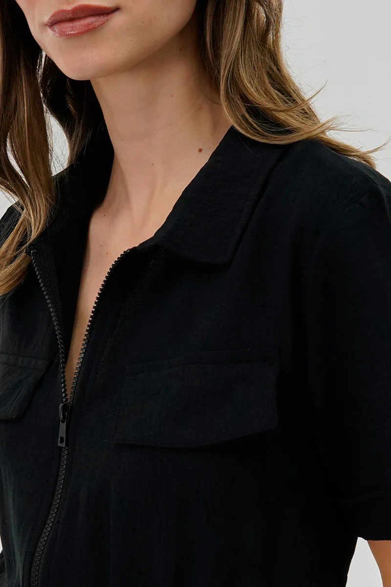 Stylexchange Vintage Zip Up Drawstring Waist Jumpsuit - Black - Image 4