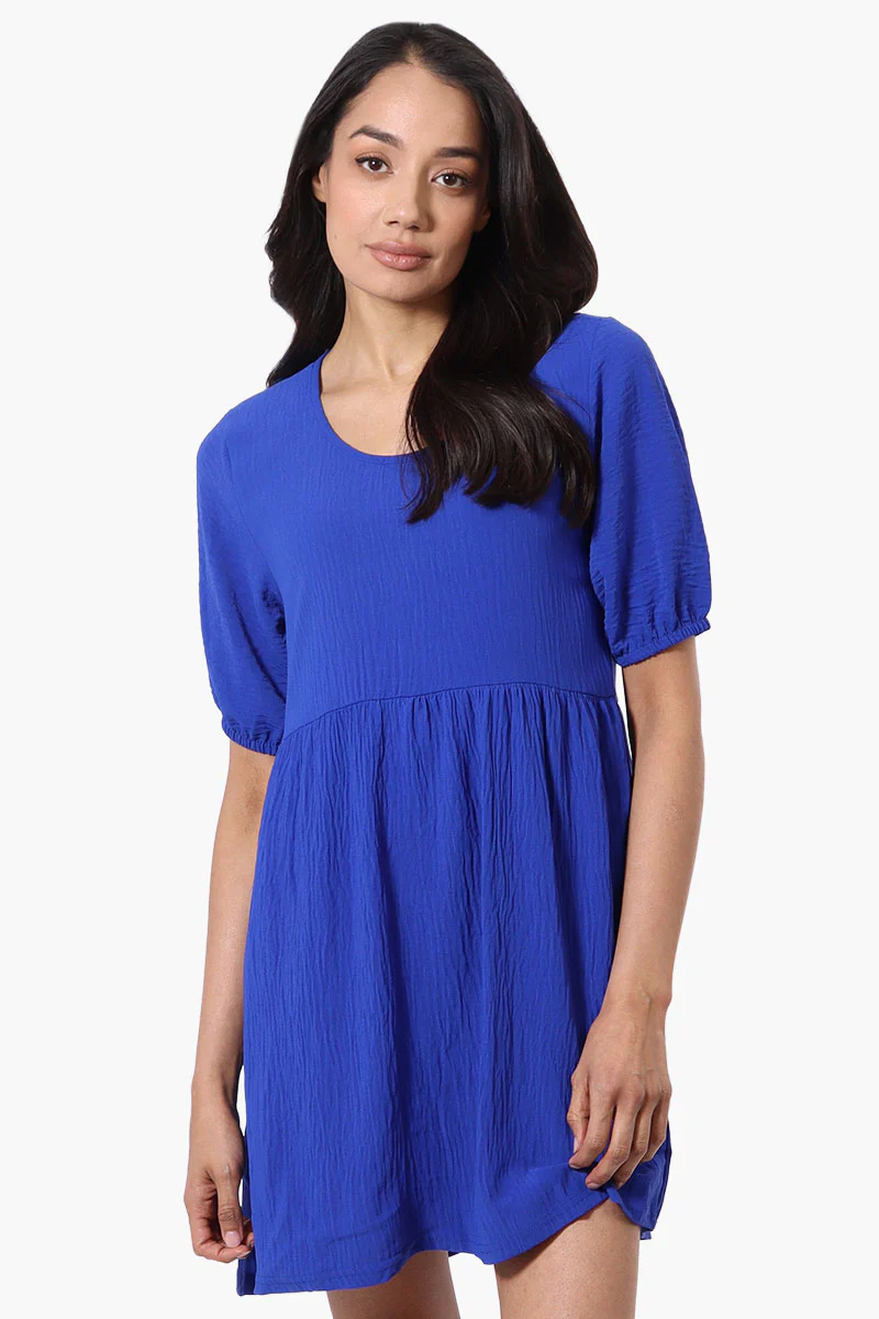 Urbanology Short Sleeve Babydoll Day Dress - Blue